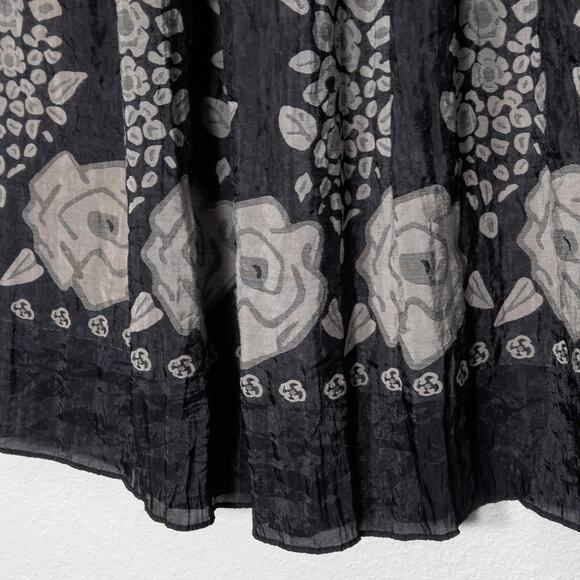 Lapis Midi Dress Skirt Convertible Crinkled Black Gray One Size Cottagecore - Picture 6 of 9